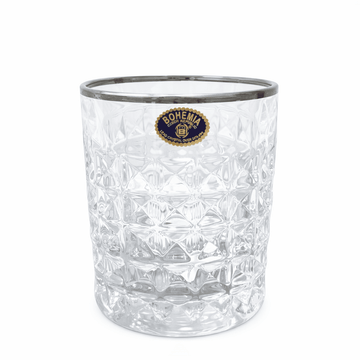 Bohemia Crystal - Tumbler Diamond Glass Set 6 Pieces - Silver - 230ml
