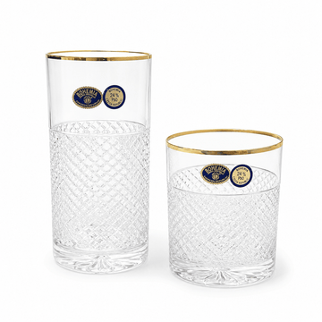 Bohemia Crystal - Highball & Tumbler Set 12 Pcs- 300ml & 280ml - Gold