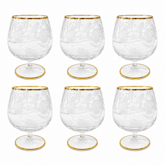Bohemia Crystal - Brandy Glass Set 6 Pcs - 250 ml - Gold