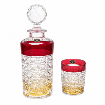 Bohemia Crystal - Drink Set 7 Pcs - 650 ml & 230 ml - Red & Amber