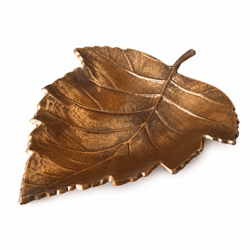 Leaf Shaped Plate for Snacks & Nuts - Bronze - Bronze Plated Metal