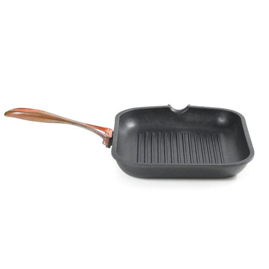 Anna Cavalli - Black Square Grill with Copper Handle - 28cm - Die Cast Aluminum
