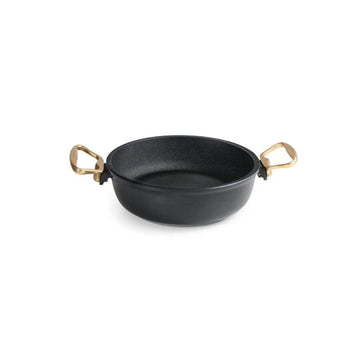 Anna Cavalli - Black Saute Pan with 2 Gold Handles - 20cm - Die Cast Aluminum