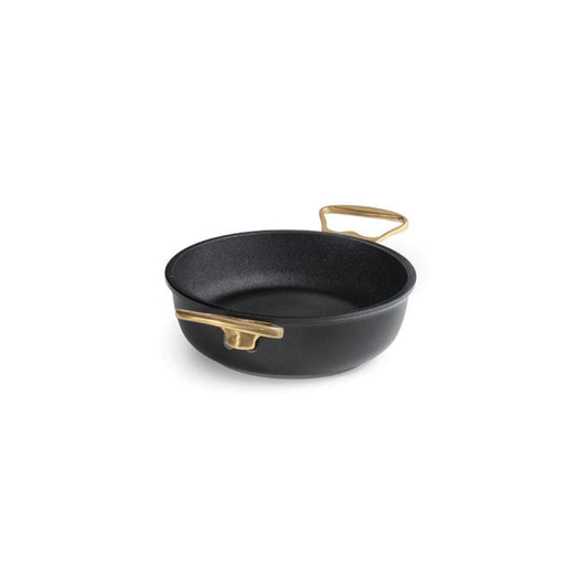 Anna Cavalli - Black Saute Pan with 2 Gold Handles - 20cm - Die Cast Aluminum