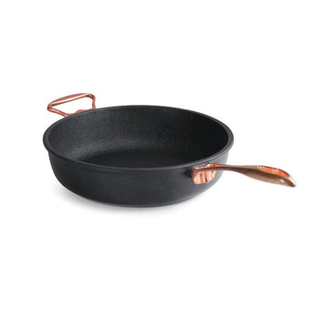 Anna Cavalli - Black Deep Pan with 2 Copper Handles - 24cm -  Die Cast Aluminum