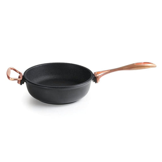 Anna Cavalli -Black Deep Pan with 2 Copper Handles - 20cm -  Die Cast Aluminum