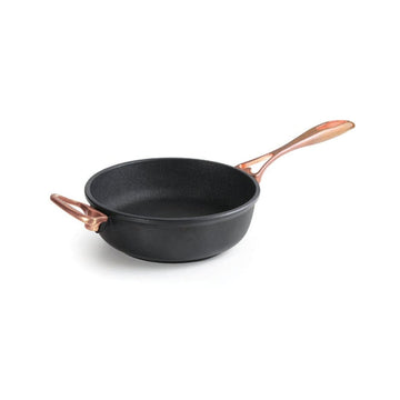 Anna Cavalli -Black Deep Pan with 2 Copper Handles - 20cm -  Die Cast Aluminum