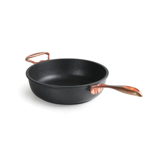 Anna Cavalli - Black Deep Pan with 2 Copper Handles - 28cm - Die Cast Aluminum