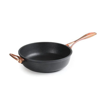 Anna Cavalli - Black Deep Pan with 2 Copper Handles - 28cm - Die Cast Aluminum