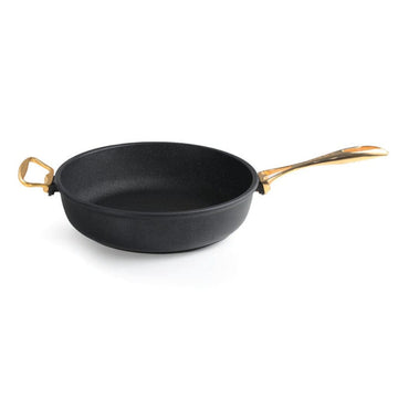 Anna Cavalli - Black Deep Pan with 2 Gold Handles - 28cm - Die Cast Aluminum