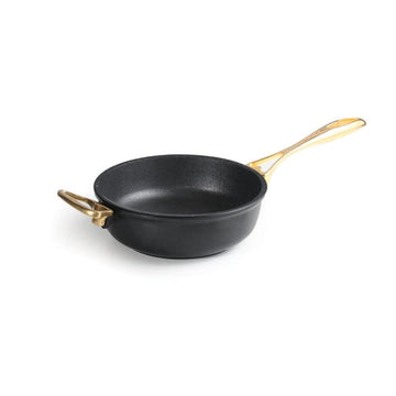 Anna Cavalli - Black Deep Pan with 2 Gold Handles - 20cm - Die Cast Aluminum