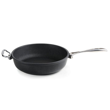 Anna Cavalli - Black Deep Pan with 2 Silver Handles - 28cm - Die Cast Aluminum