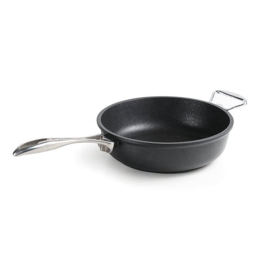 Anna Cavalli - Black Deep Pan with 2 Silver Handles - 24cm - Die Cast Aluminum