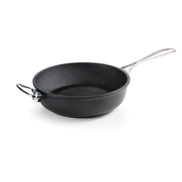 Anna Cavalli - Black Deep Pan with 2 Silver Handles - 24cm - Die Cast Aluminum