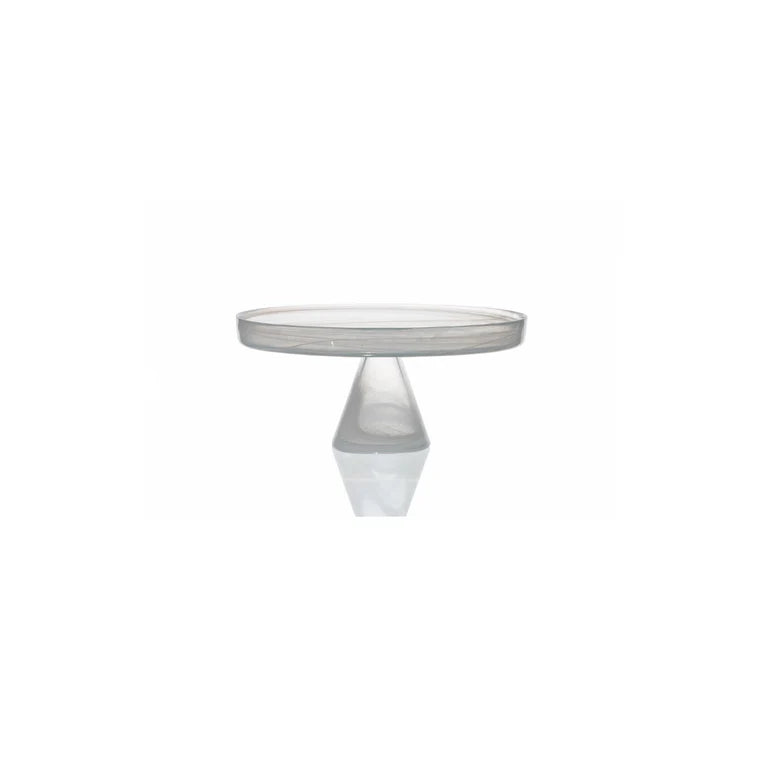 ArdaCam - Leona Round Footed Serving Platter - White - 28cm - Glass