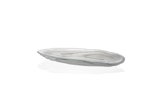 ArdaCam - Oval Serving Plate - White & Black - 30x14.5cm