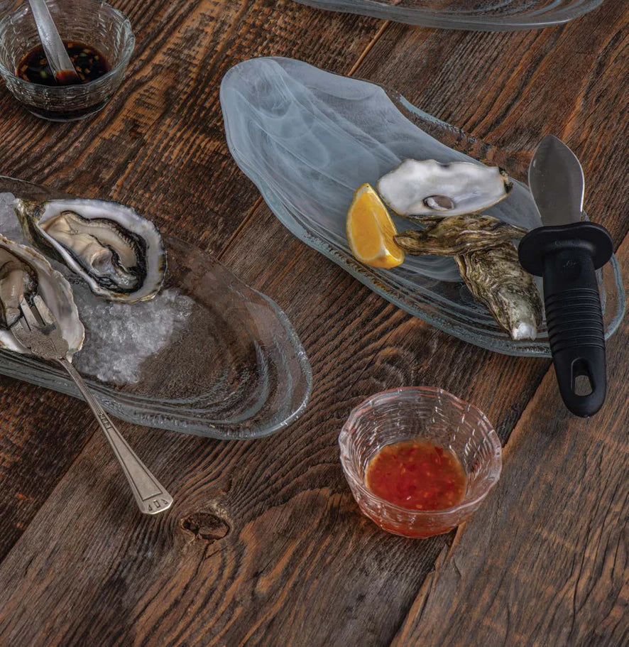 ArdaCam - Oval Serving Plate - White & Black - 30x14.5cm