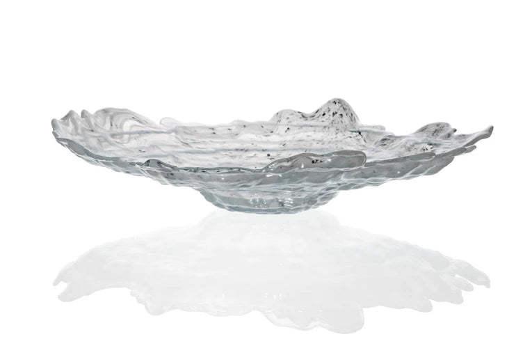 ArdaCam - Mushroom Shallow Serving Bowl - White & Black - 38.5cm - Glass