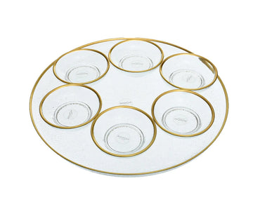 ArdaCam - Avanos Serving Plate & Bowls with Gold Rim - 7 Pcs