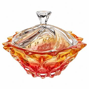 Bohemia Crystal - Modern Box with Cover - 18x15 cm - Yellow & Orange