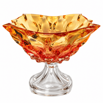 Bohemia Crystal - Footed Modern Plate - 19x27 cm - Yellow & Orange