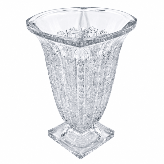 Bohemia Crystal - Hand Cut Footed Vase - 33 cm - Clear