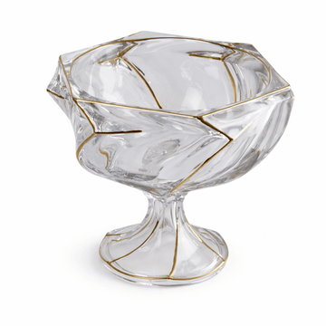 Footed Glass Plate - Gold -  23x20cm
