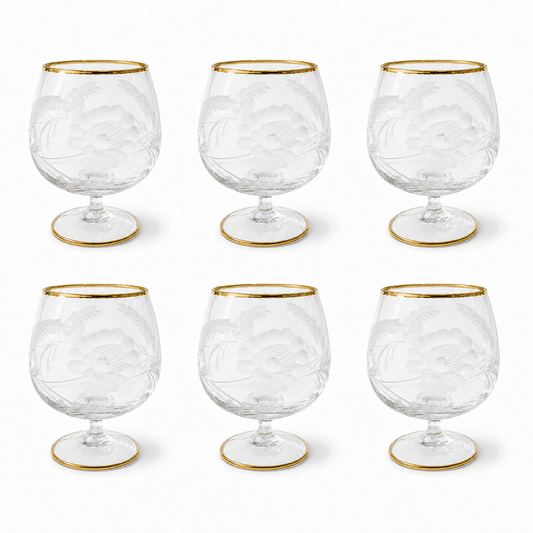 Bohemia Crystal - Brandy Glass Set 6 Pcs - 250 ml - Gold
