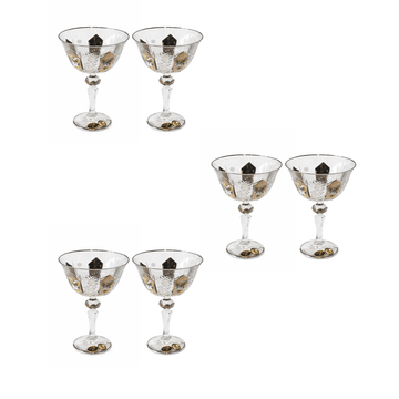 Bohemia Crystal - Jelly Glass Set 6 Pcs - Silver & Flowers - 200ml