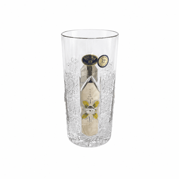 Bohemia Crystal - Highball Glass Set 6 Pcs - 370ml - Silver & Floral Design