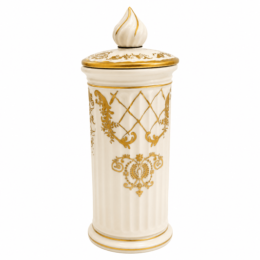 Caroline - Cylindric Box H 19 cm Imperial - Beige & Gold