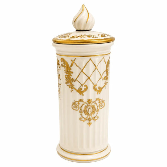 Caroline - Cylindric Box H 25 cm Imperial - Beige and Gold