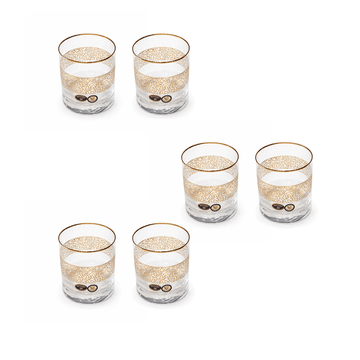 Bohemia Crystal - Tumbler Glass Set 6 Pcs - Gold - 300 ml