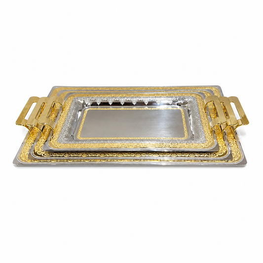 Elegant Gioel - Teresa Tray Set 3 Pcs - Gold - Stainless Steel 18/10
