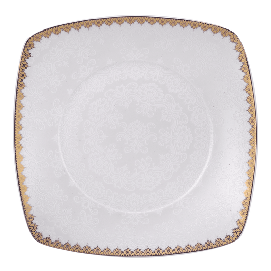 Square Shaped Dinner Set 62 Pieces - Gold - Porcelain