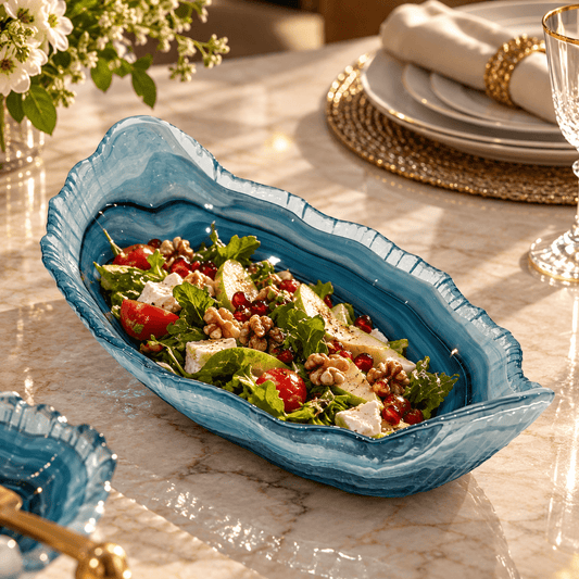 ArdaCam - Vita Oval Bowl - 19x13 cm - Alabaster White & Black