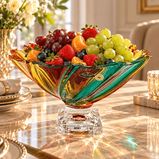 Bohemia Crystal - Modern Footed Bowl - 18x30 cm - Rainbow Color