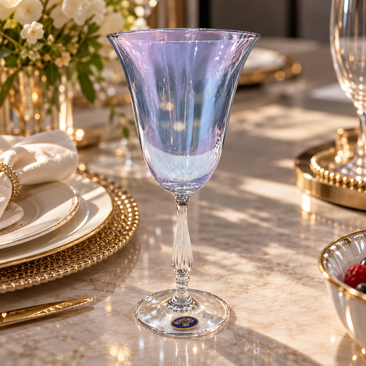 Bohemia Crystal - Goblet Glass Set 6 Pieces - Blue- 185ml