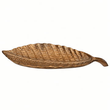 Leaf Shaped Plate For Snacks & Nuts - Gold - Gold Plated Metal