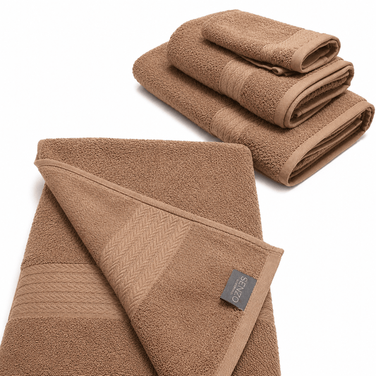 Senzo - Classic Towel Set 4 Pieces - Beige - 100% Egyptian Cotton