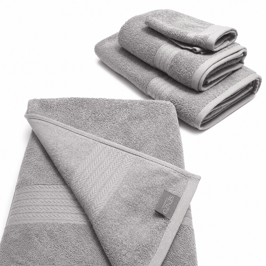 Senzo - Classic Towel Set 4 Pieces - Grey - 100% Egyptian Cotton