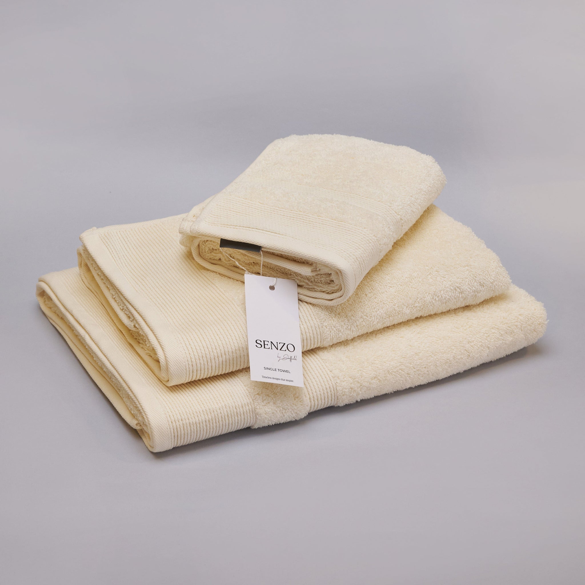 Senzo - Bath Towel Set 3 Pieces - Off White - 100% Egyptian Cotton