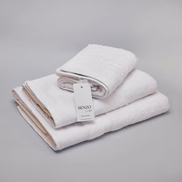 Senzo - Bath Towel Set 3 Pieces - White - 100% Egyptian Cotton
