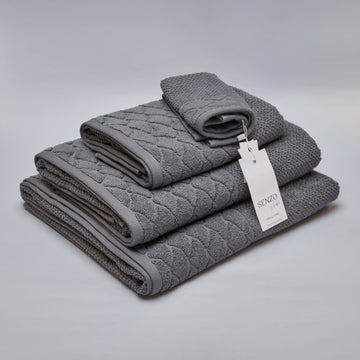Senzo - Bath Towel Set 4 Pieces - Dark Gray - 100% Egyptian Cotton