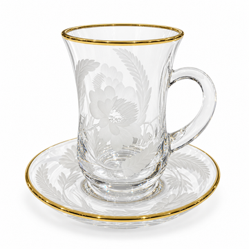 Bohemia Crystal - Istikanna Set with Saucer 6 Pcs - 145 ml - Gold