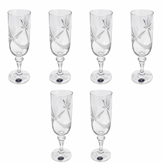 Bohemia Crystal - Flute Set 6 Pcs 180 ml 702 PK- Clear