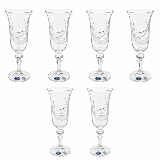 Bohemia Crystal - Flute Set 6 Pcs 150 ml 702 PK- Clear