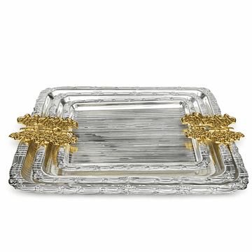 Gold and silver - Tray Set 3 Pcs - Gold
