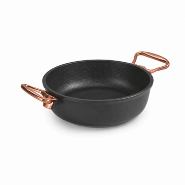Anna Cavalli - Black Saute Pan with 2 Copper Handles - 20cm - Die Cast Aluminum
