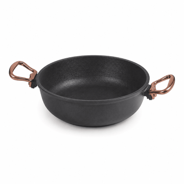 Anna Cavalli - Black Saute Pan with 2 Copper Handles - 24cm - Die Cast Aluminum